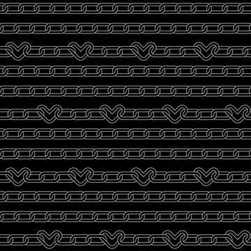Seamless Pattern of chains with cute hearts links for y2k emo decoration, print Stock Illustration