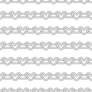 Seamless pattern with chains made of hearts. Emo simple background black on Illustrazione stock