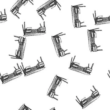 Seamless pattern chair desk sketch hand drawn Stock Illustration
