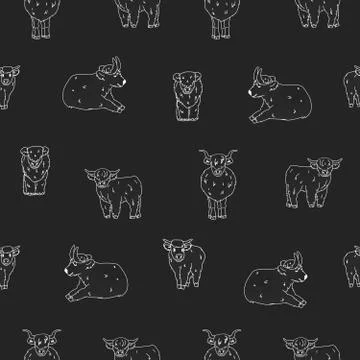 Seamless pattern with chalk on blackboard effect. Gray background and white l Illustrazione stock