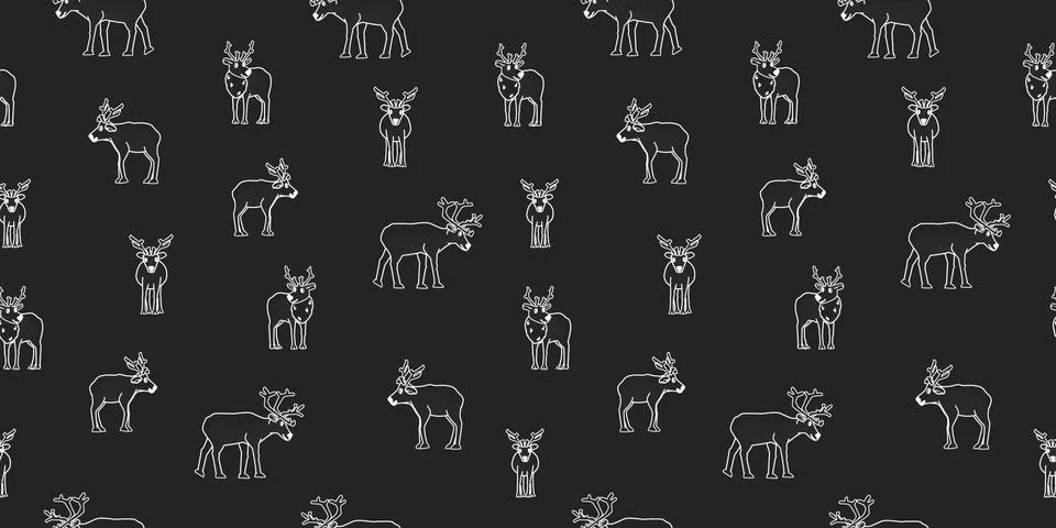 Seamless pattern with chalk on blackboard effect. Gray background and white l Stock Illustration