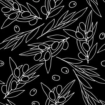 Seamless Pattern Chalk Board Olives Stock Illustration