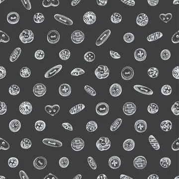 Seamless pattern with chalk hand-drawn vintage sewing tools Stock Illustration