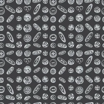 Seamless pattern with chalk hand-drawn vintage sewing tools Stock Illustration