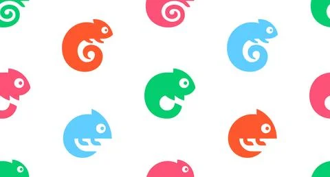 Seamless pattern with Chameleon Logo Stock Illustration