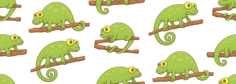 Seamless Pattern with Chameleons Stock Illustration