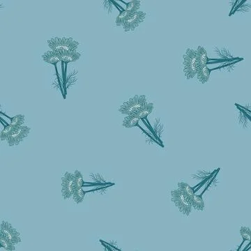Seamless pattern chamomile on blue background. Beautiful ornament summer flow Stock Illustration