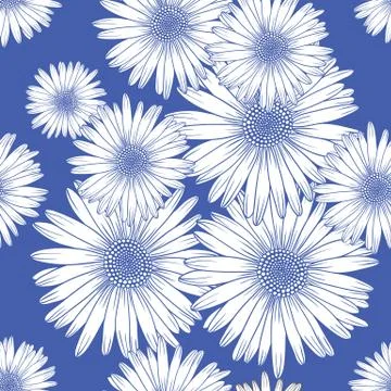 Seamless pattern with chamomile, decorative background Stock Illustration