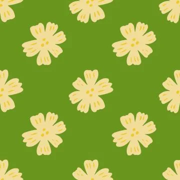 Seamless pattern with chamomile flowers on green background. Daisy pattern in Illustrazione stock