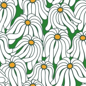 Seamless pattern with chamomile flowers Stock Illustration