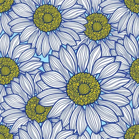 Seamless pattern with chamomile flowers.Vector Stock Illustration