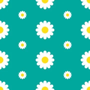 Seamless pattern with chamomile. Vector illustration. Stock Illustration