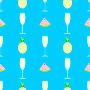 Seamless pattern champagne, fruit vector Illustrazione stock