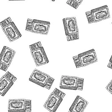 Seamless pattern champagne matchbox sketch hand drawn Stock Illustration
