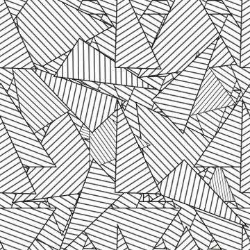 Seamless pattern with chaotic black and white fields. random stripped blocks. Illustrazione stock