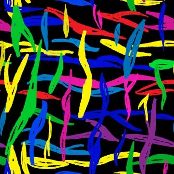 Seamless pattern chaotic colorful lines chalk grid design abstract simple sca Stock Illustration