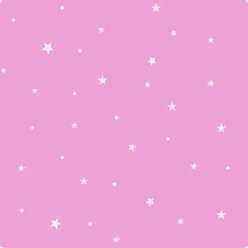 Seamless pattern with chaotic dots and stars on the pink background. Stock Illustration