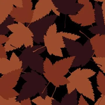 Seamless pattern with chaotic maple leaves. Fabric texture. Fall season. Stock Illustration