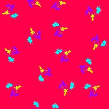 Seamless pattern chaotic paint splatters cartoon vector Stock Illustration
