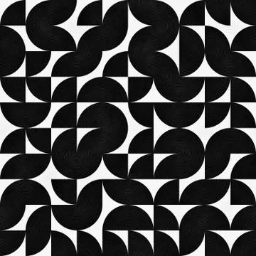 Seamless Pattern With Chaotic Semicircles. Abstract Irregular Retro Background. 스톡 일러스트