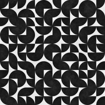 Seamless Pattern With Chaotic Semicircles. Abstract Irregular Retro Background. Stock Illustration