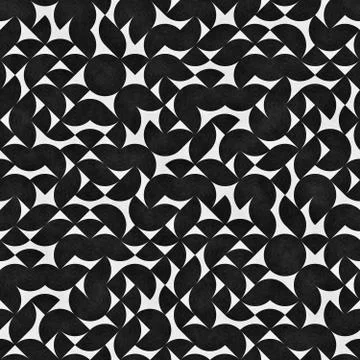 Seamless Pattern With Chaotic Semicircles. Abstract Irregular Retro Background. Stock Illustration