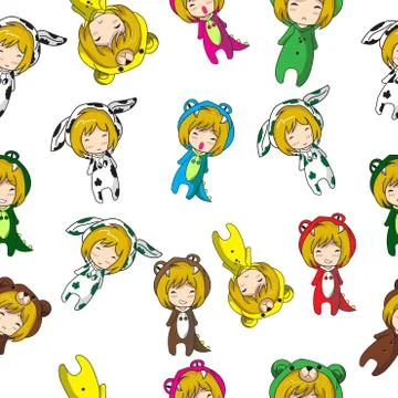 Seamless Pattern character design Mascot  Illustrazione stock