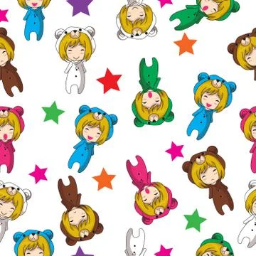 Seamless Pattern character design Mascot  Stock Illustration