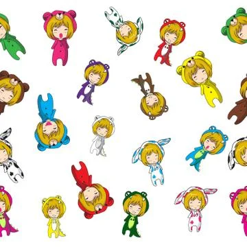 Seamless Pattern character design Mascot  Illustrazione stock