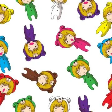 Seamless Pattern character design Mascot  Stock-Illustration