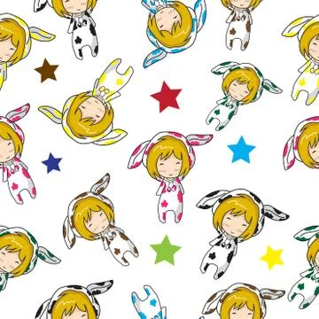 Seamless Pattern character design Mascot  Stock Illustration