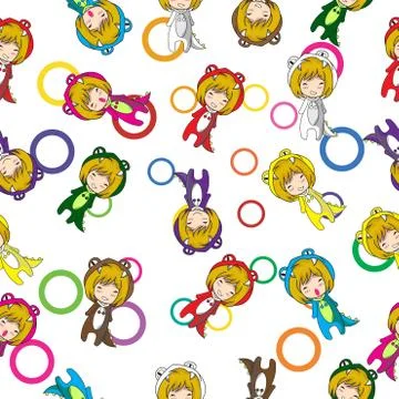 Seamless Pattern character design Mascot  Stock Illustration