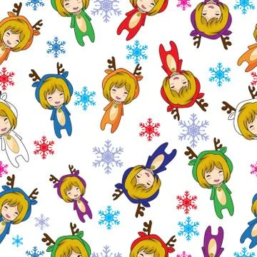 Seamless Pattern character design Mascot  Stock Illustration