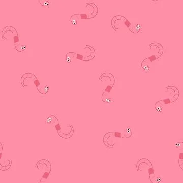 Seamless pattern character worm cartoon cartoon vector Stock Illustration