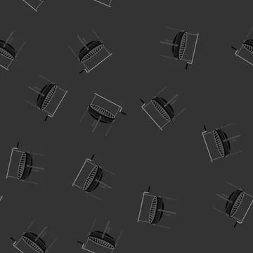 Seamless pattern charcoal barbecue grill cartoon vector Stock Illustration