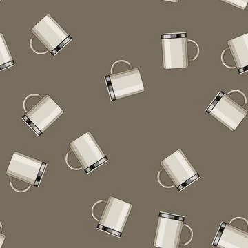 Seamless pattern chardonnay coffee cup reusable cartoon vector Stock Illustration