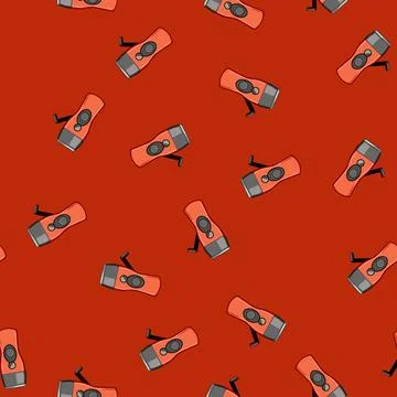 Seamless pattern chardonnay hand crank flashlight cartoon vector Stock Illustration