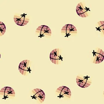Seamless pattern chardonnay retro sunset cartoon vector Stock Illustration