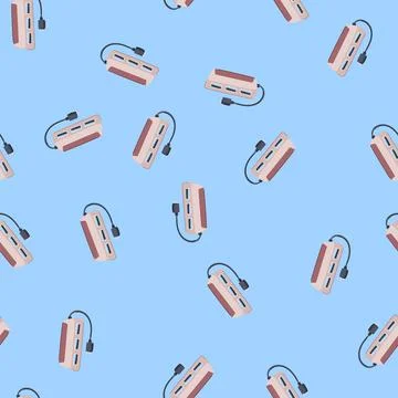 Seamless pattern charge usb hub cartoon vector Illustrazione stock