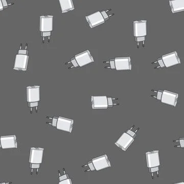 Seamless pattern charger power adapter cartoon vector Stock Illustration