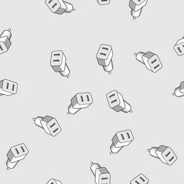 Seamless pattern charging car charger wireless cartoon vector Stock Illustration