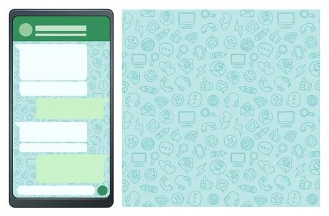 Seamless pattern for chat background for mobile app vector design, smart phone Stock Illustration
