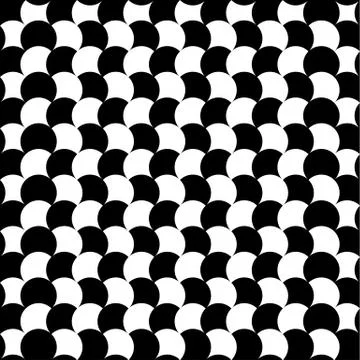 Seamless pattern with checkered-overlapping circles. Vector art. Stock Illustration