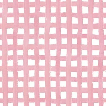 Seamless pattern with checkered pink pattern on white background. Watercolor Stock Illustration