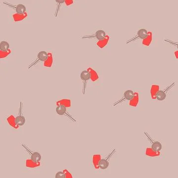 Seamless pattern checkin door key hotel cartoon vector Stock Illustration