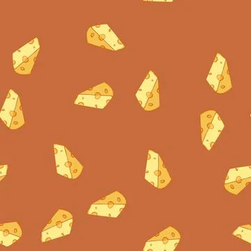 Seamless pattern cheddar cheese cartoon vector Stock Illustration
