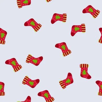 Seamless pattern cheer christmas sock cartoon vector Stock Illustration