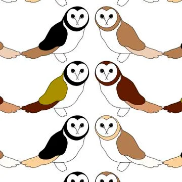 Seamless pattern with cheerful and cute owls. Children cartoon design. Stock-Illustration