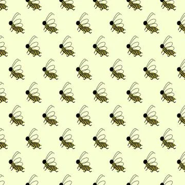 Seamless pattern with a cheerful bee that runs forward. 스톡 일러스트