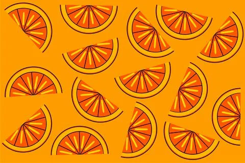 Seamless pattern of cheerful oranges in orange color, on an orange background Illustrazione stock